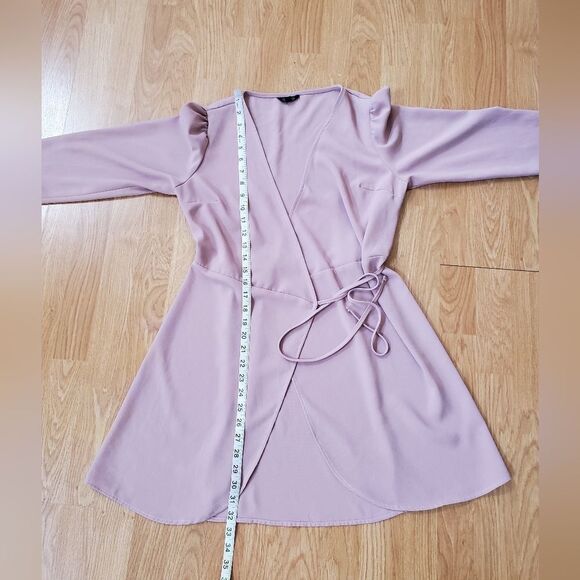 🌹 TOPSHOP 🌹 Long Sleeve Wrap Mini Dress - [size 6, Dusty Rose] - Picture 8 of 12